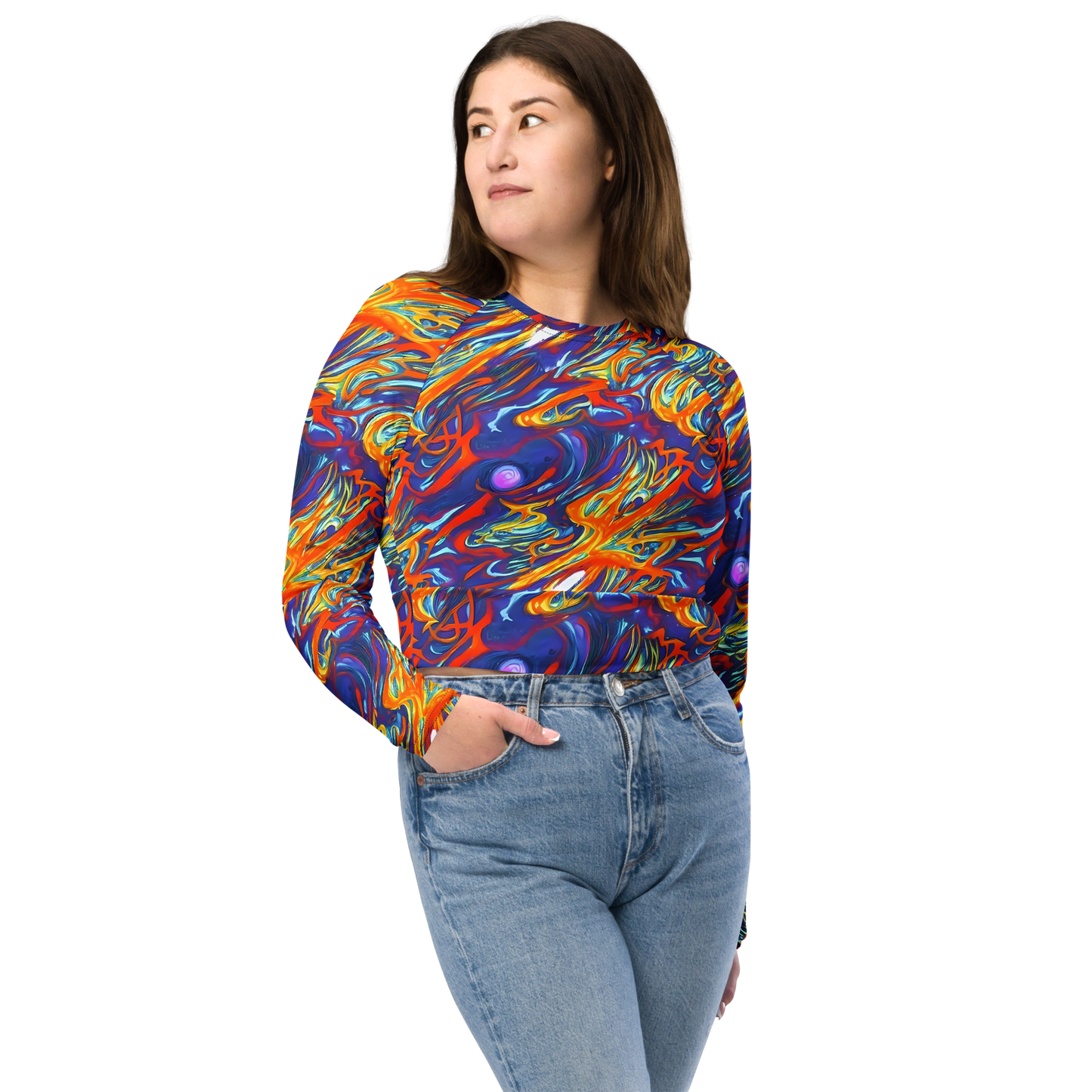 Long Sleeve Crop Top - Galactic Ember