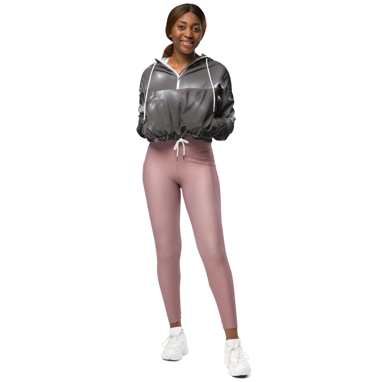 Women's Cropped Windbreaker - Silver Nebula