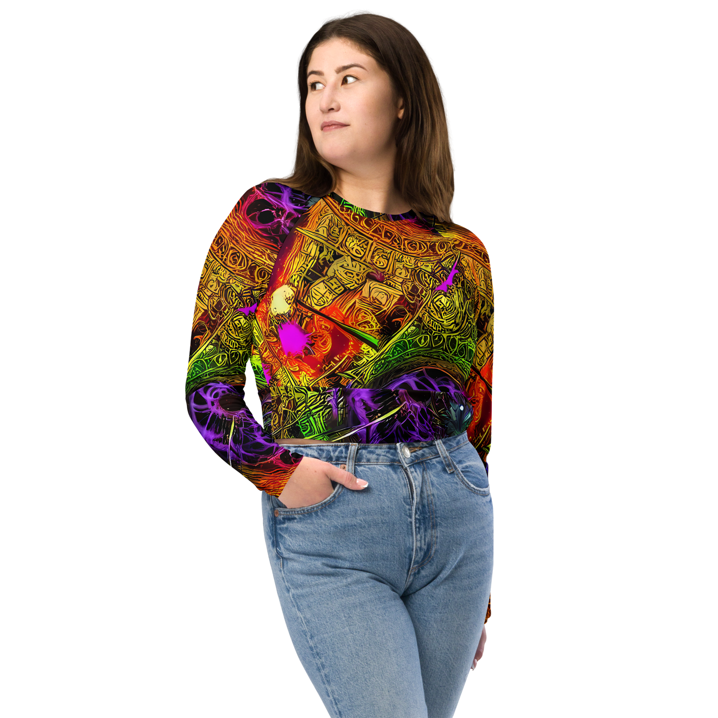 Long Sleeve Crop Top - Neon Glyphworks
