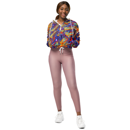 Women's Cropped Windbreaker - Galactic Ember