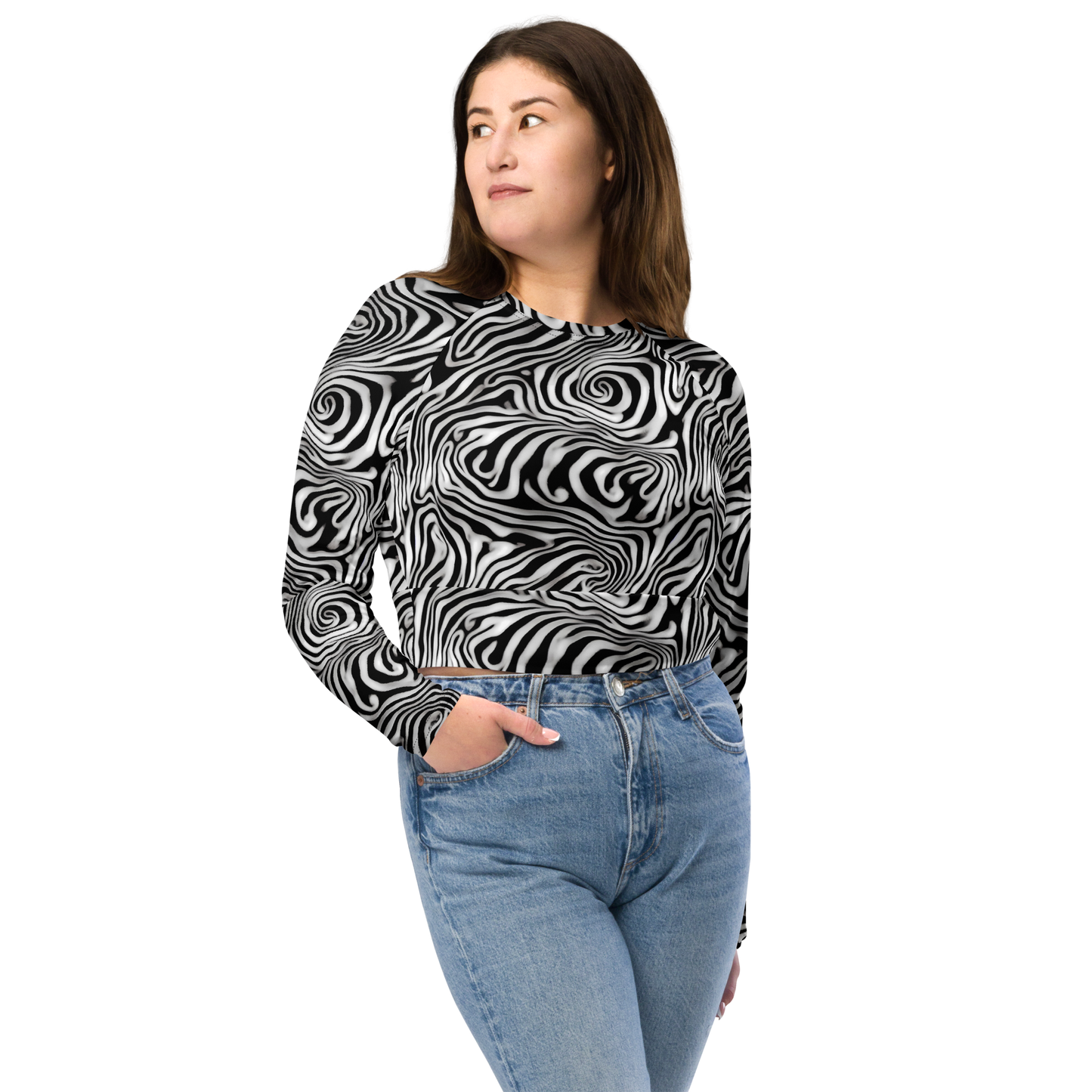Long Sleeve Crop Top - Warped Cosmos