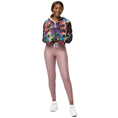 Women's Cropped Windbreaker - Nebula Dreams