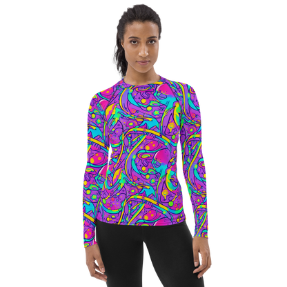 Women's Rash Guard - Neon Galaxy Whirl