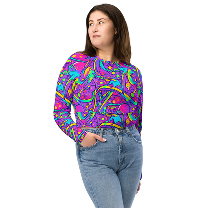 Long Sleeve Crop Top - Neon Galaxy Whirl