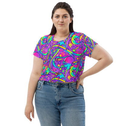 Women's Crop Tee - Neon Galaxy Whirl