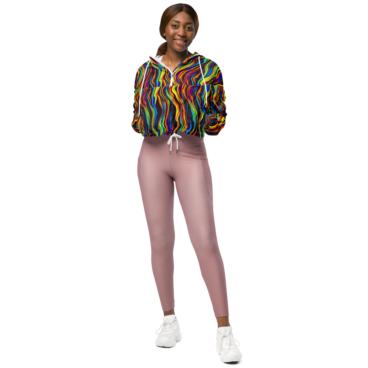 Women's Cropped Windbreaker - Celestial Waves