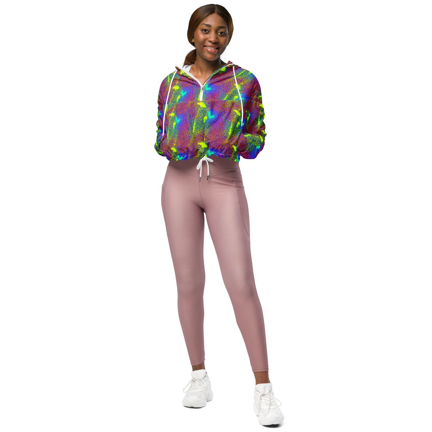 Women's Cropped Windbreaker - Prismatic Web