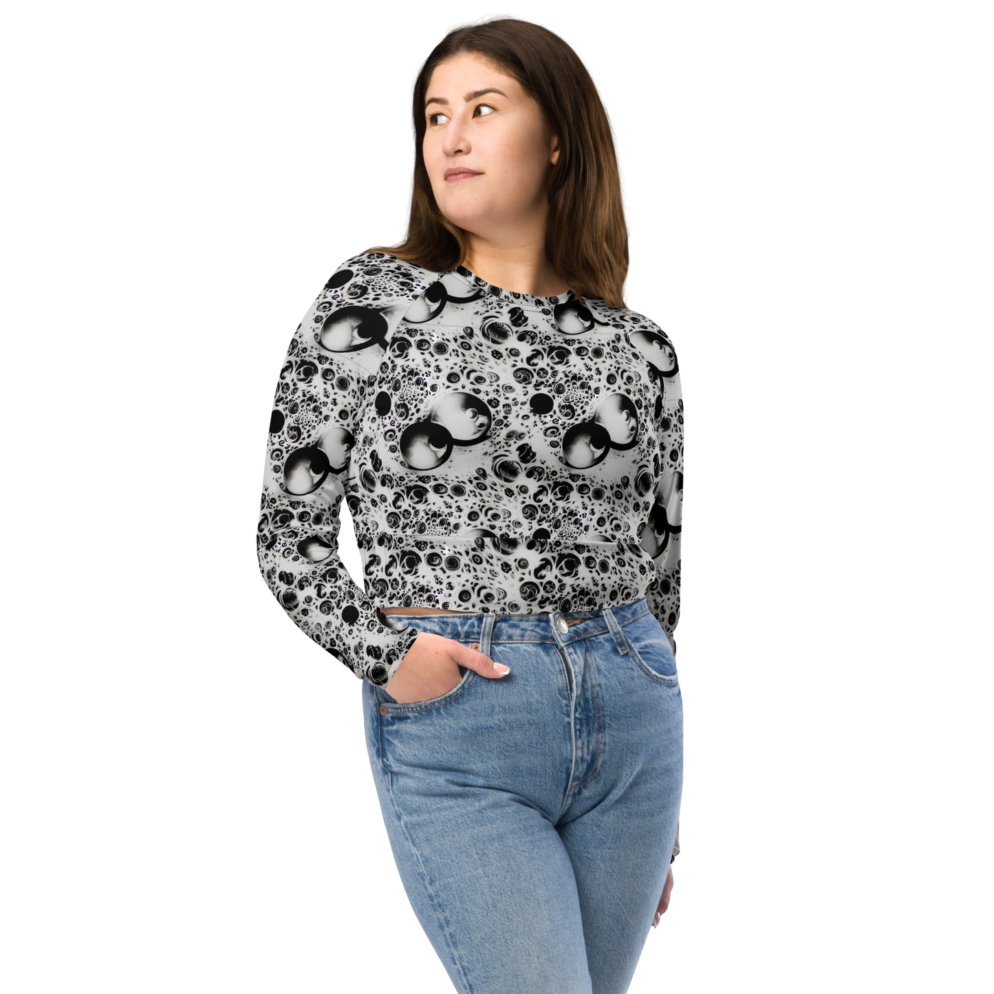 Long Sleeve Crop Top - Crater Swirl