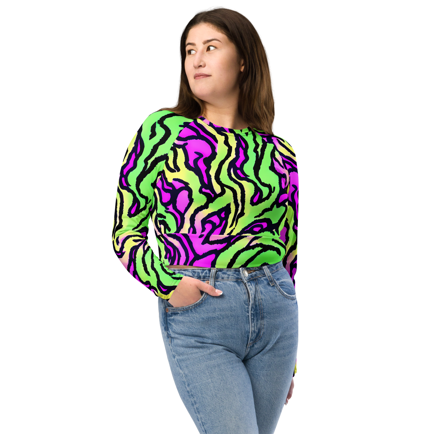 Long Sleeve Crop Top - Mintchine Maze