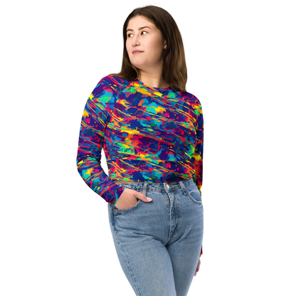 Long Sleeve Crop Top - Spectrum Streaks