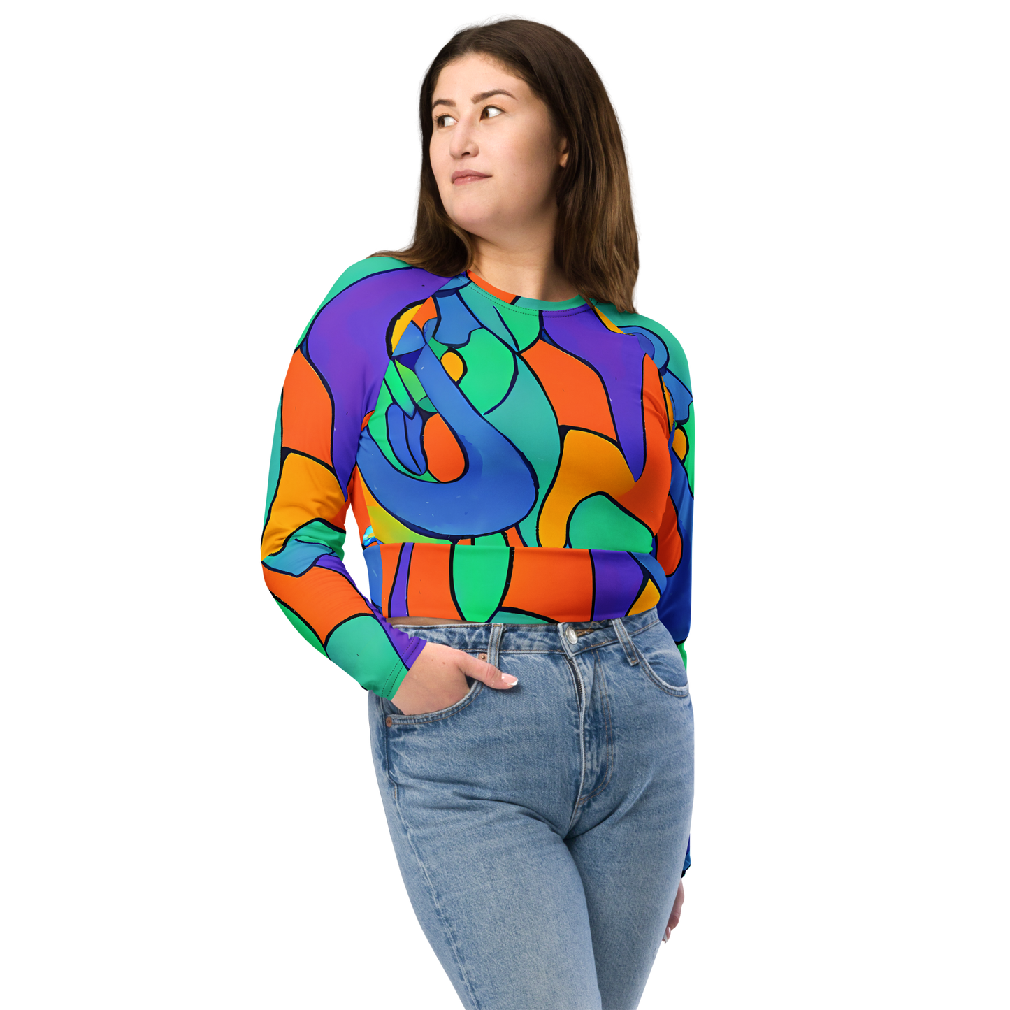 Long Sleeve Crop Top - Archipenko Dream