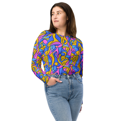 Long Sleeve Crop Top - Cosmic Curves