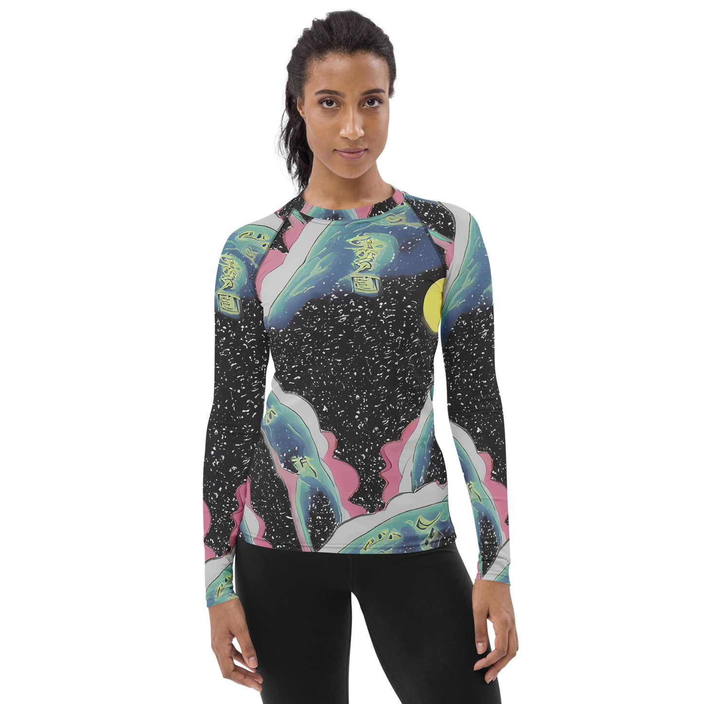 Women's Rash Guard - Lunar Waves