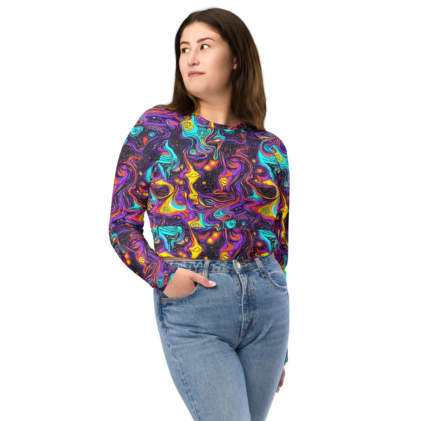 Long Sleeve Crop Top - Hutty Nebula