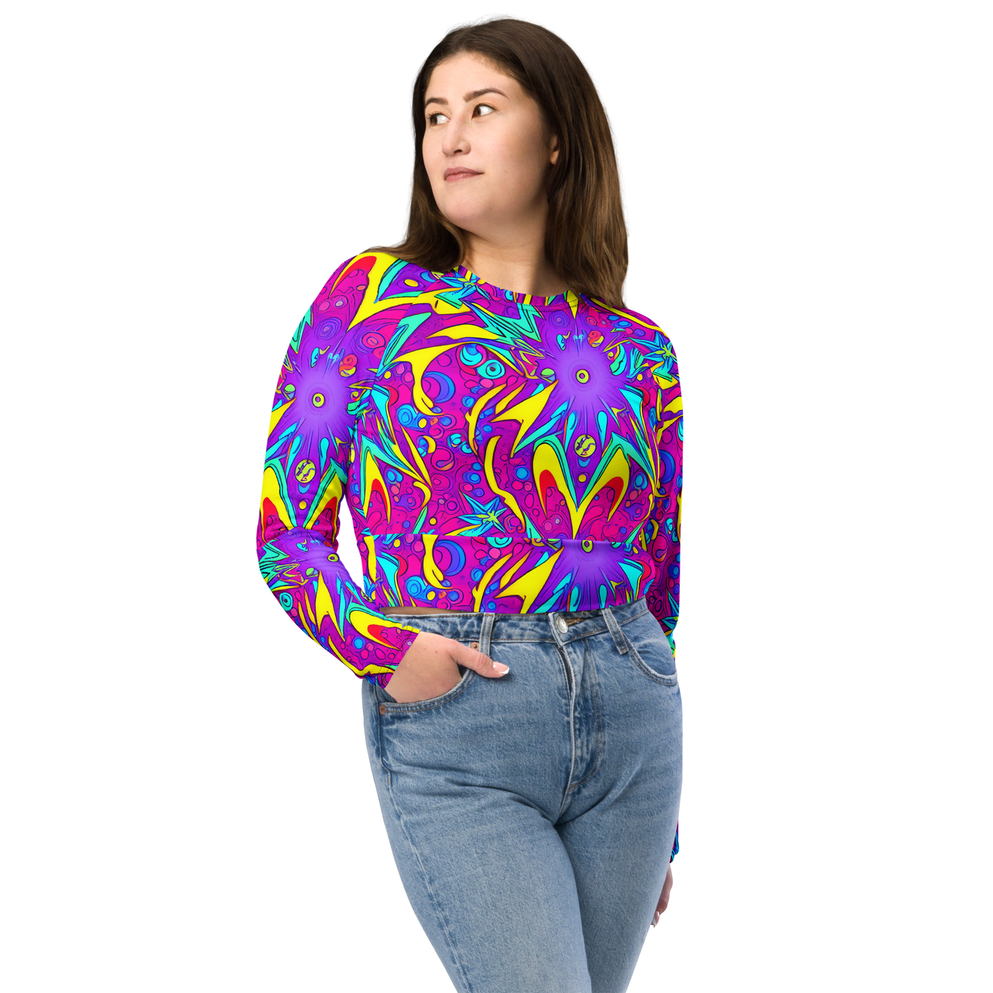 Long Sleeve Crop Top - Nebula Radiance