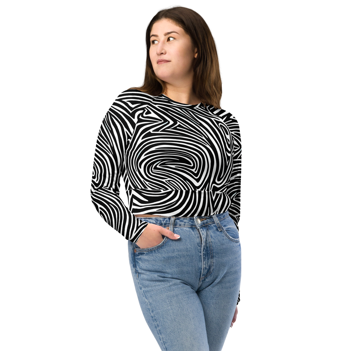 Long Sleeve Crop Top - Vortex Veins