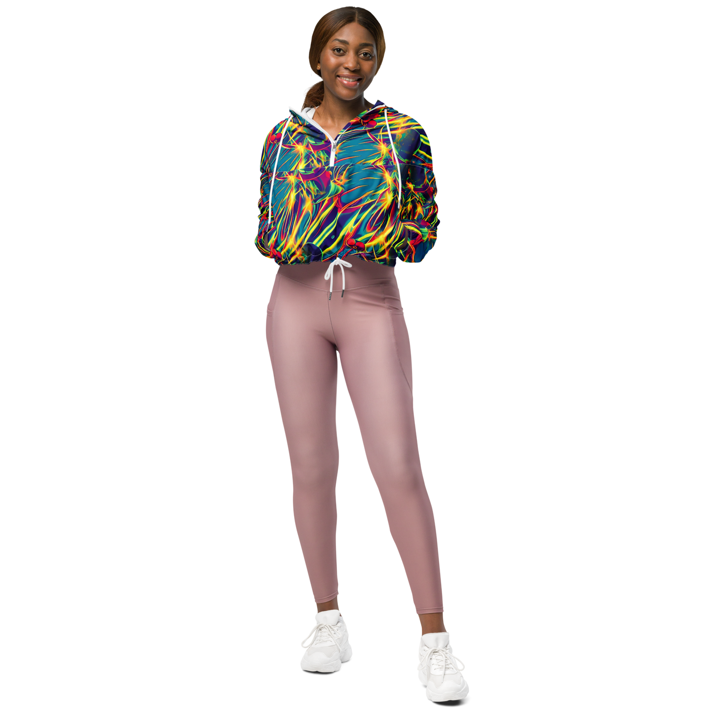 Women's Cropped Windbreaker - Cosmic Inferno
