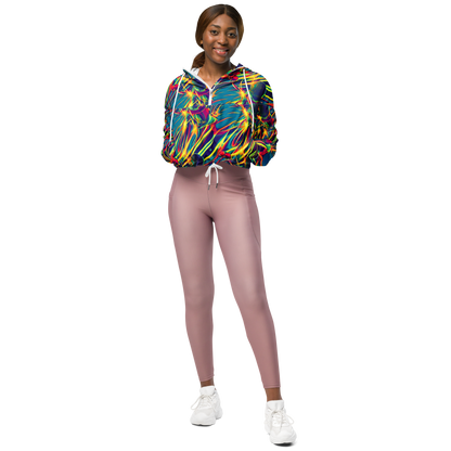 Women's Cropped Windbreaker - Cosmic Inferno