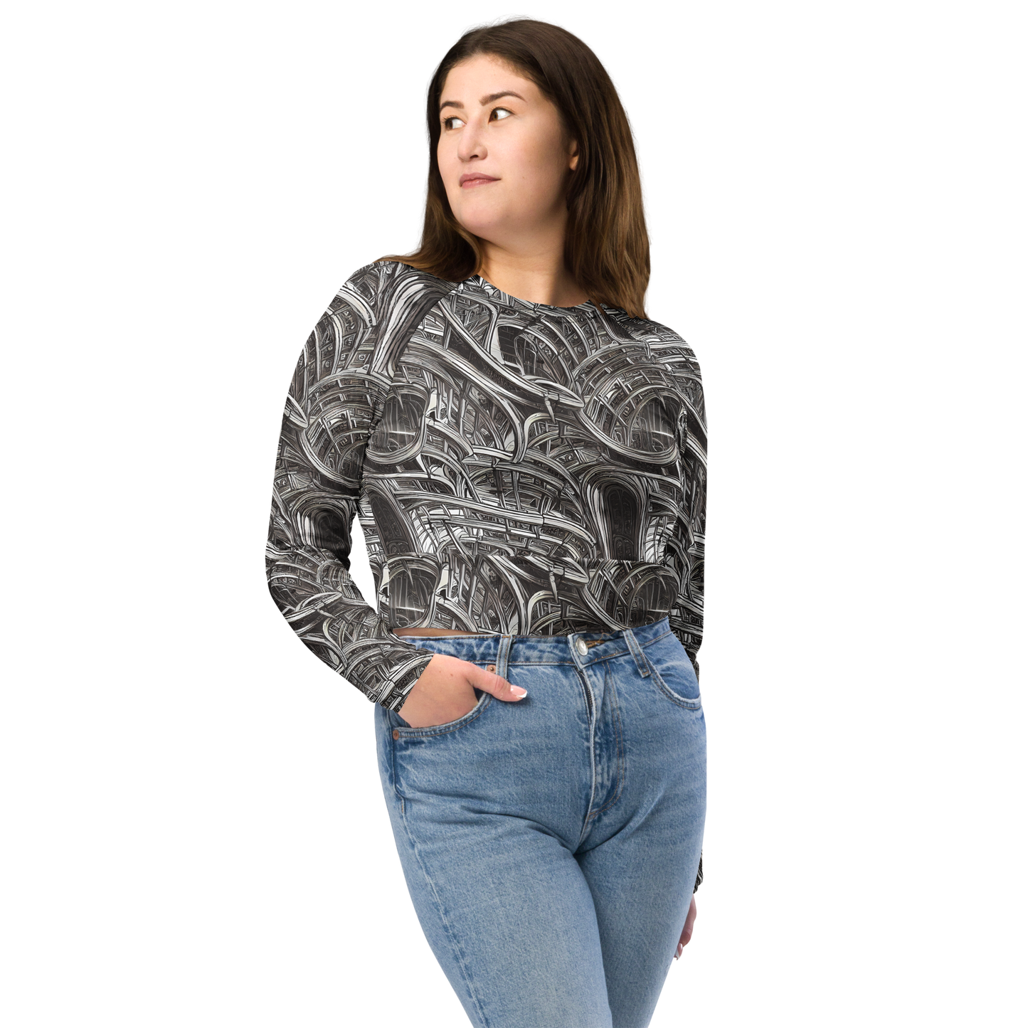 Long Sleeve Crop Top - Piranesi's Dream