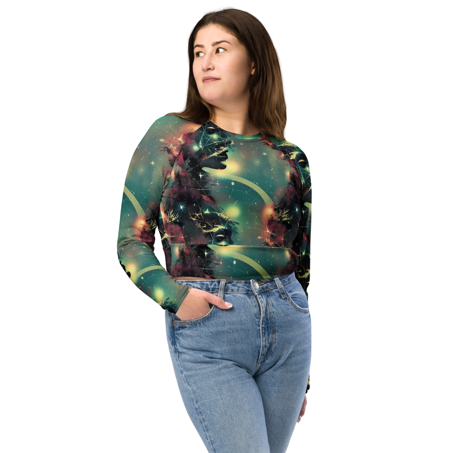 Long Sleeve Crop Top - Galactic Serpent