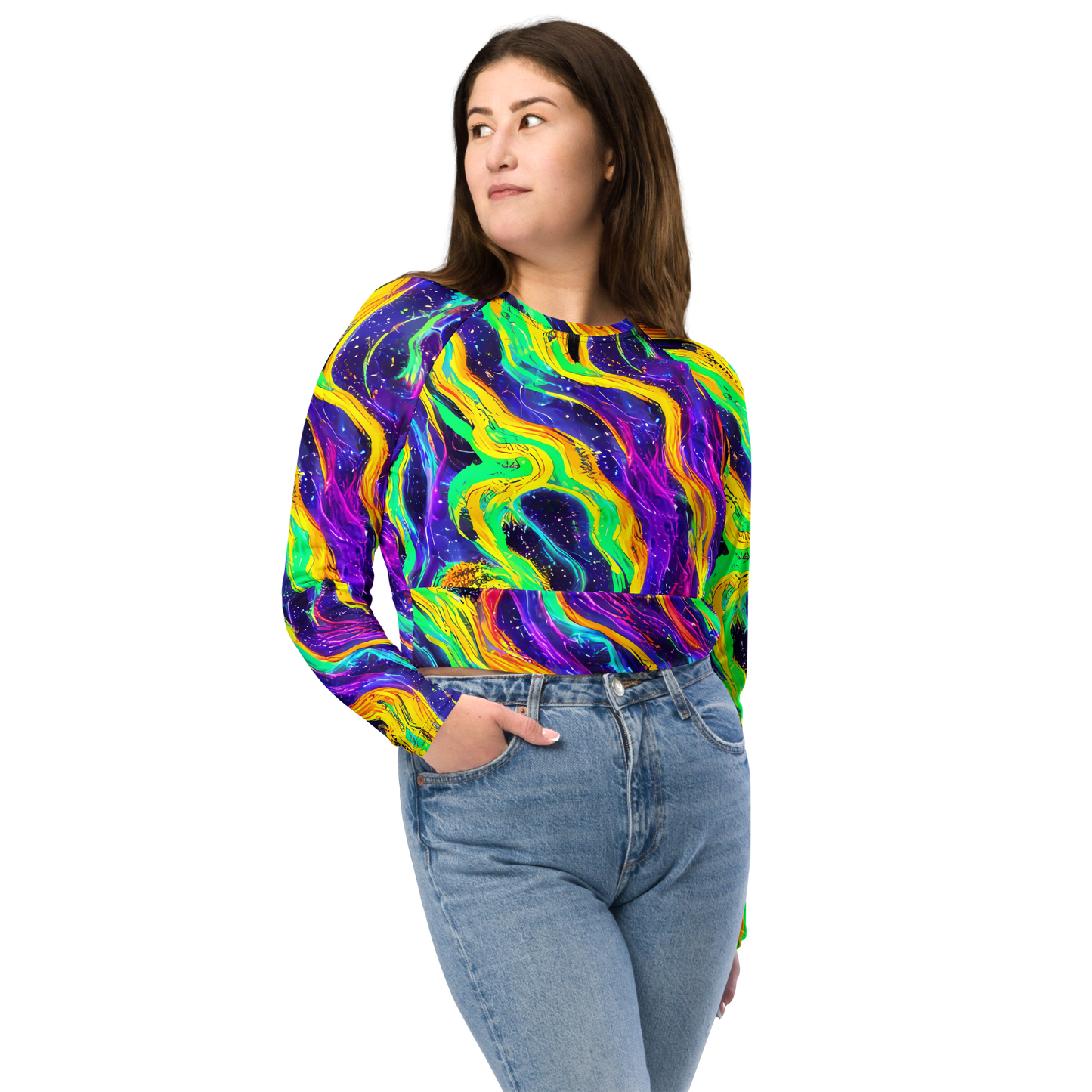 Long Sleeve Crop Top - Jackson Swirl