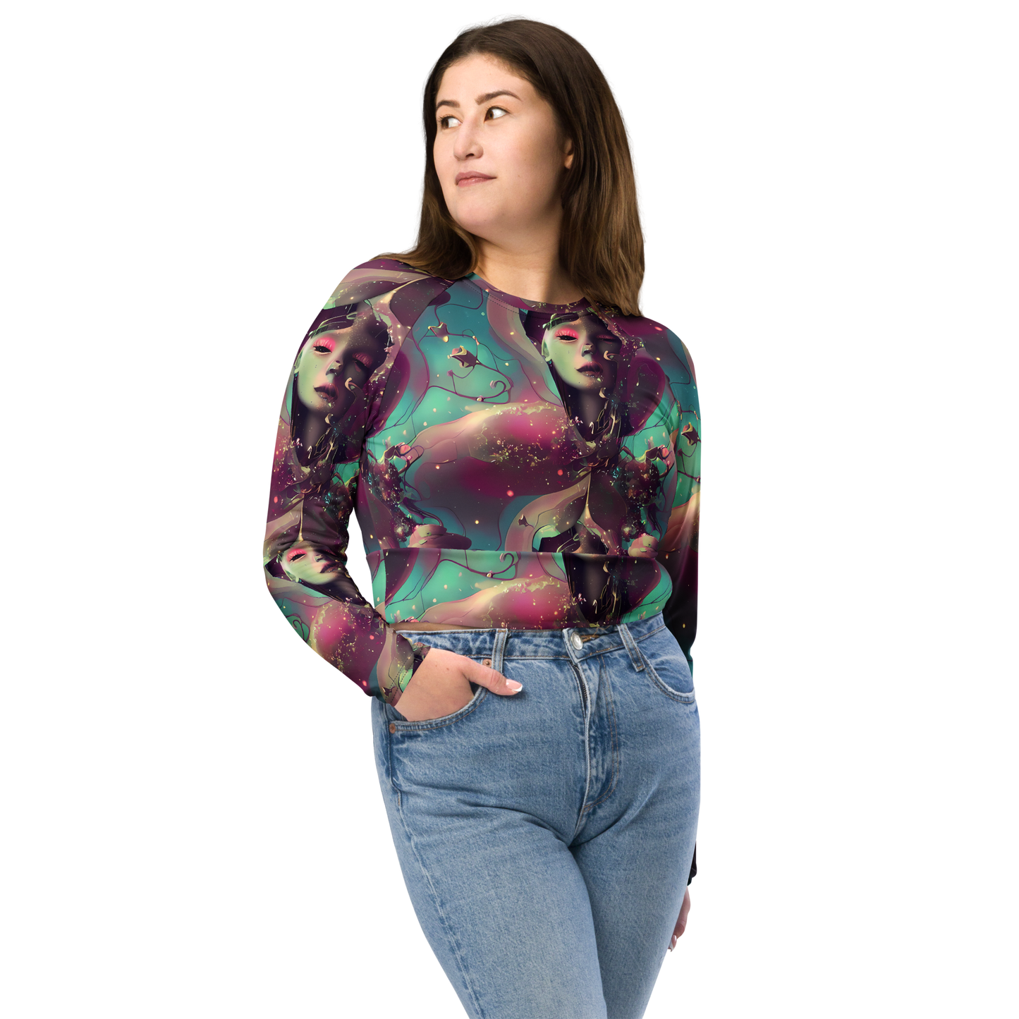 Long Sleeve Crop Top - Nouveau Galaxy