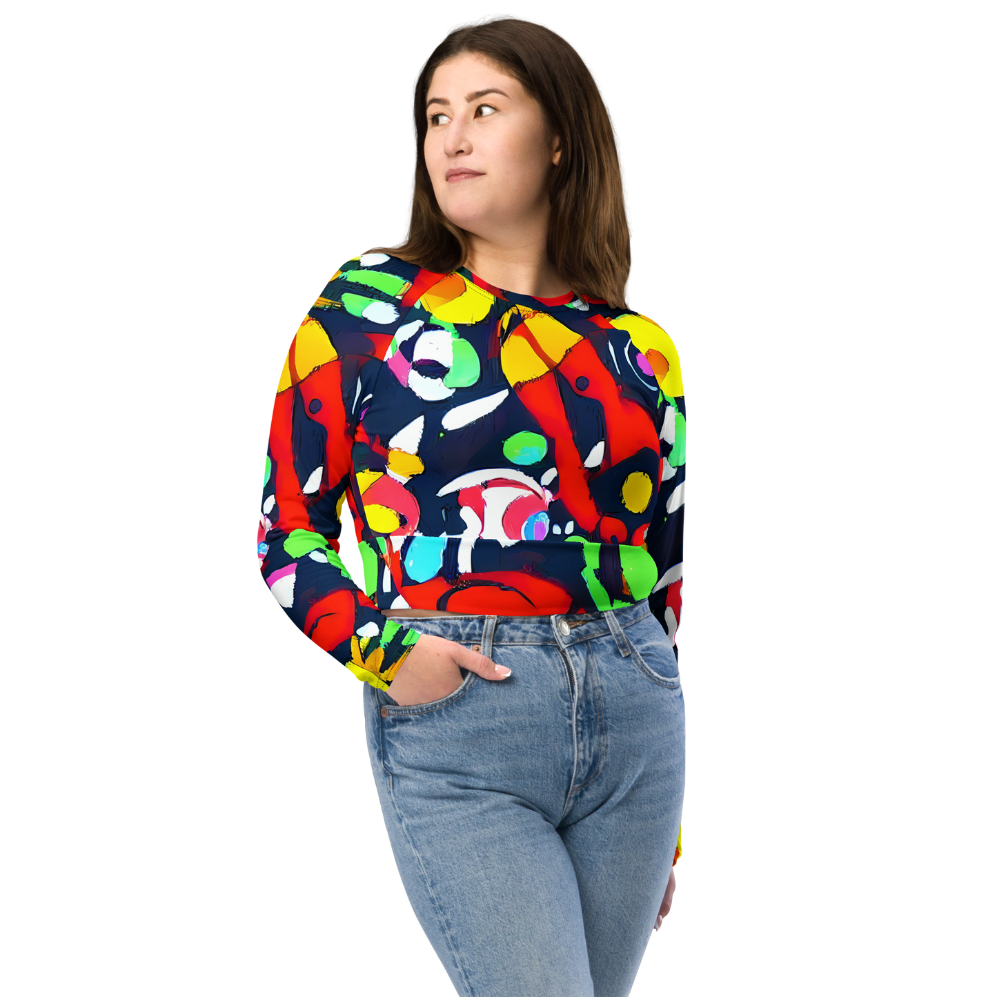 Long Sleeve Crop Top - Chagall's Dream