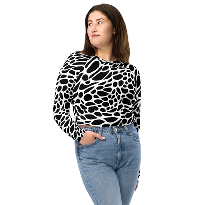 Long Sleeve Crop Top - Monochrome Mystique