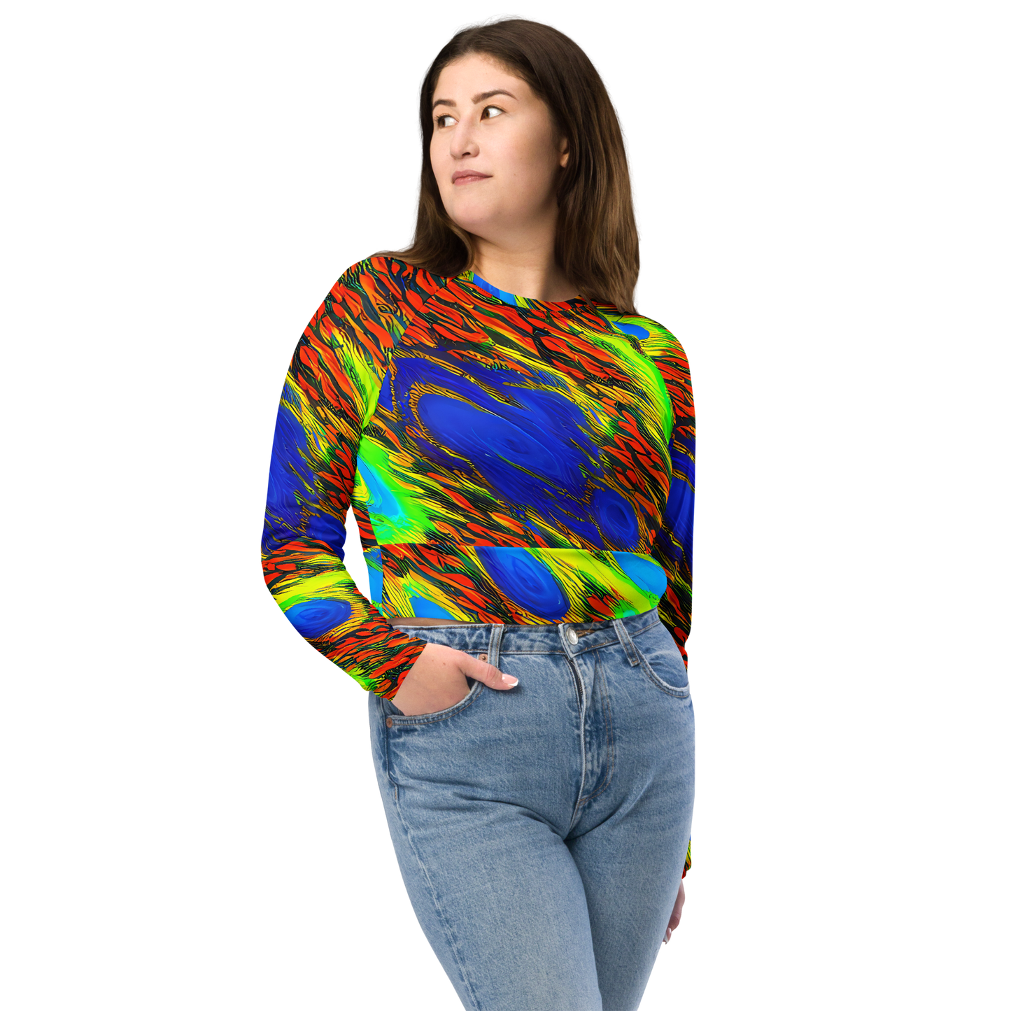 Long Sleeve Crop Top - Hodgkin's Blaze