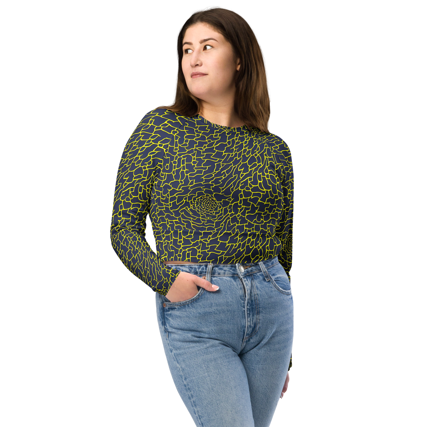 Long Sleeve Crop Top - Nightshade Maze