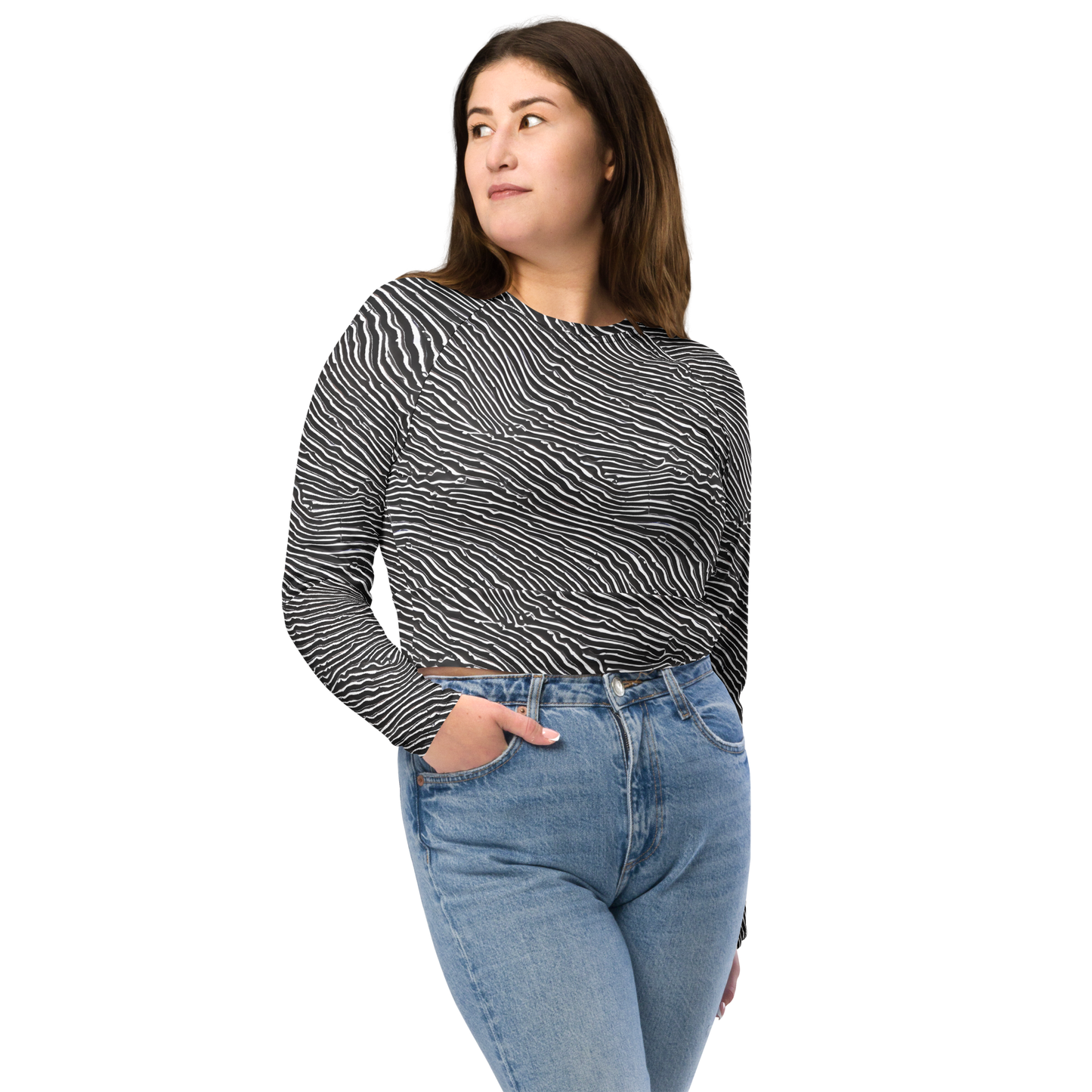 Long Sleeve Crop Top - Hypnotic Waves