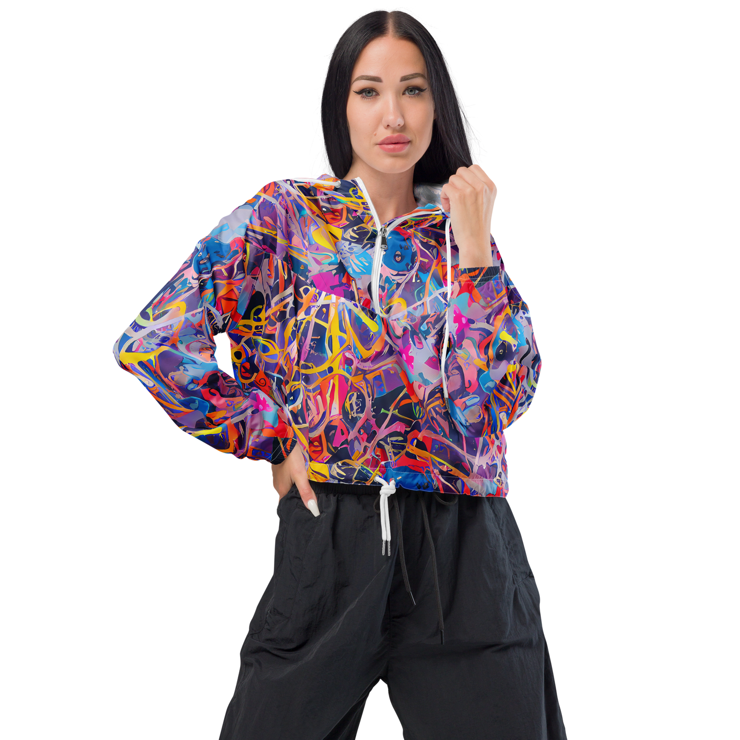 Women's Cropped Windbreaker - Vibrant Fusion