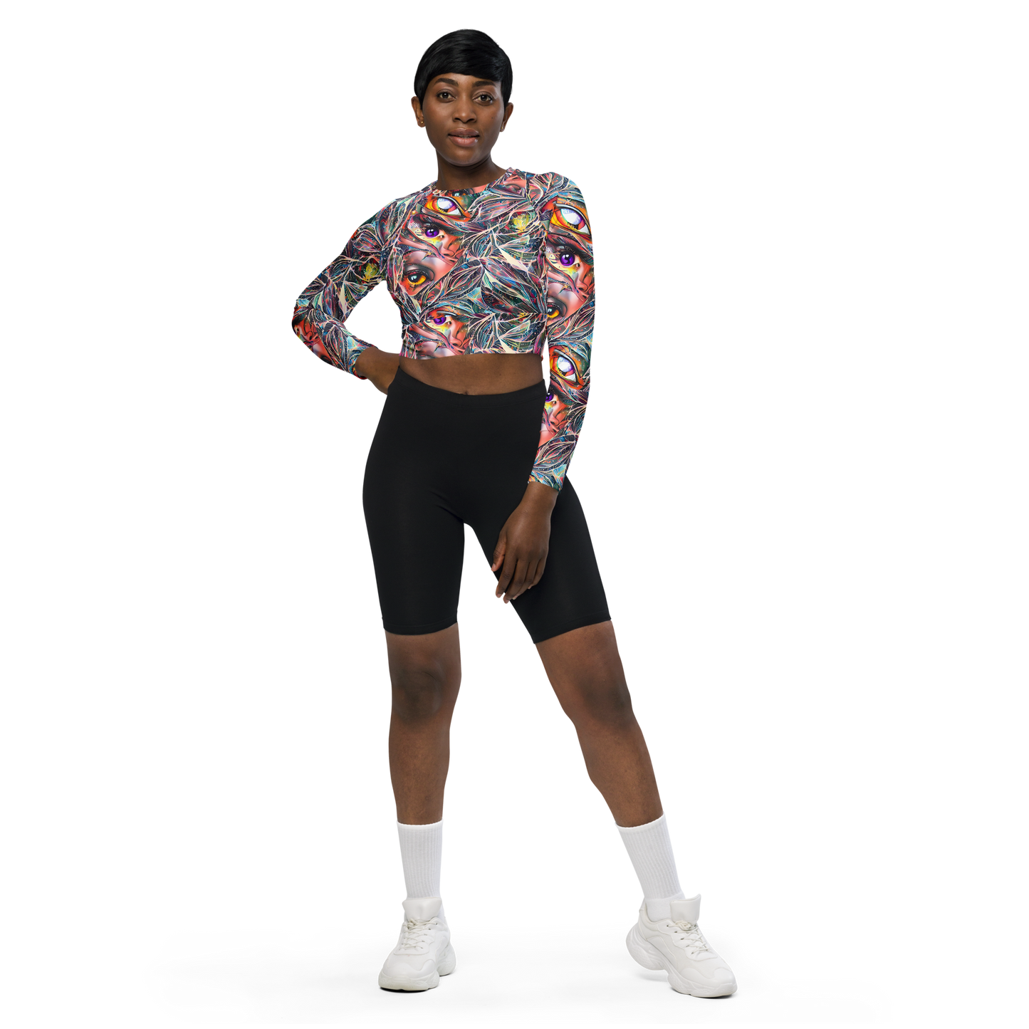 Long Sleeve Crop Top - Prismatic Reverie