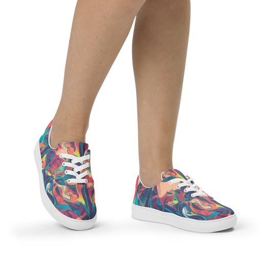 Women's Lace-Up Canvas Shoes - Neon Aurora