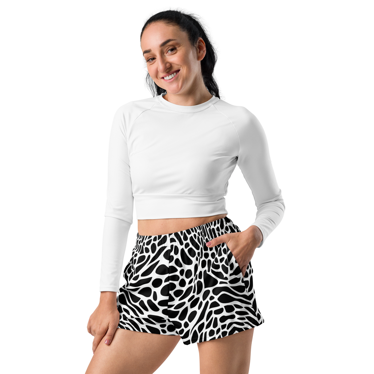 Women’s Athletic Shorts - Monochrome Mystique