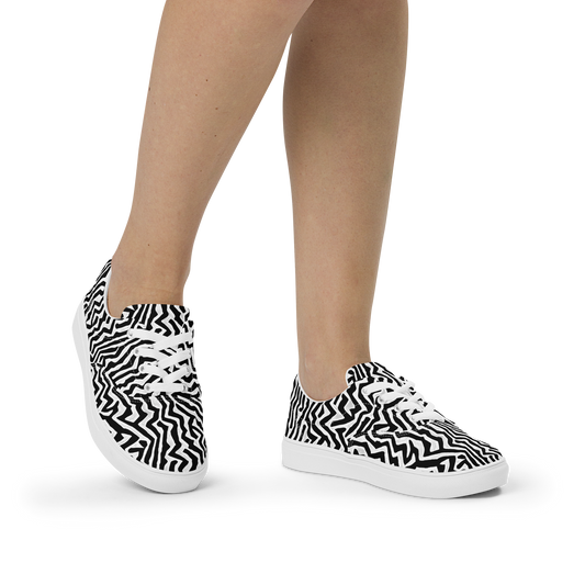 Women's Lace-Up Canvas Shoes - Static Swirl