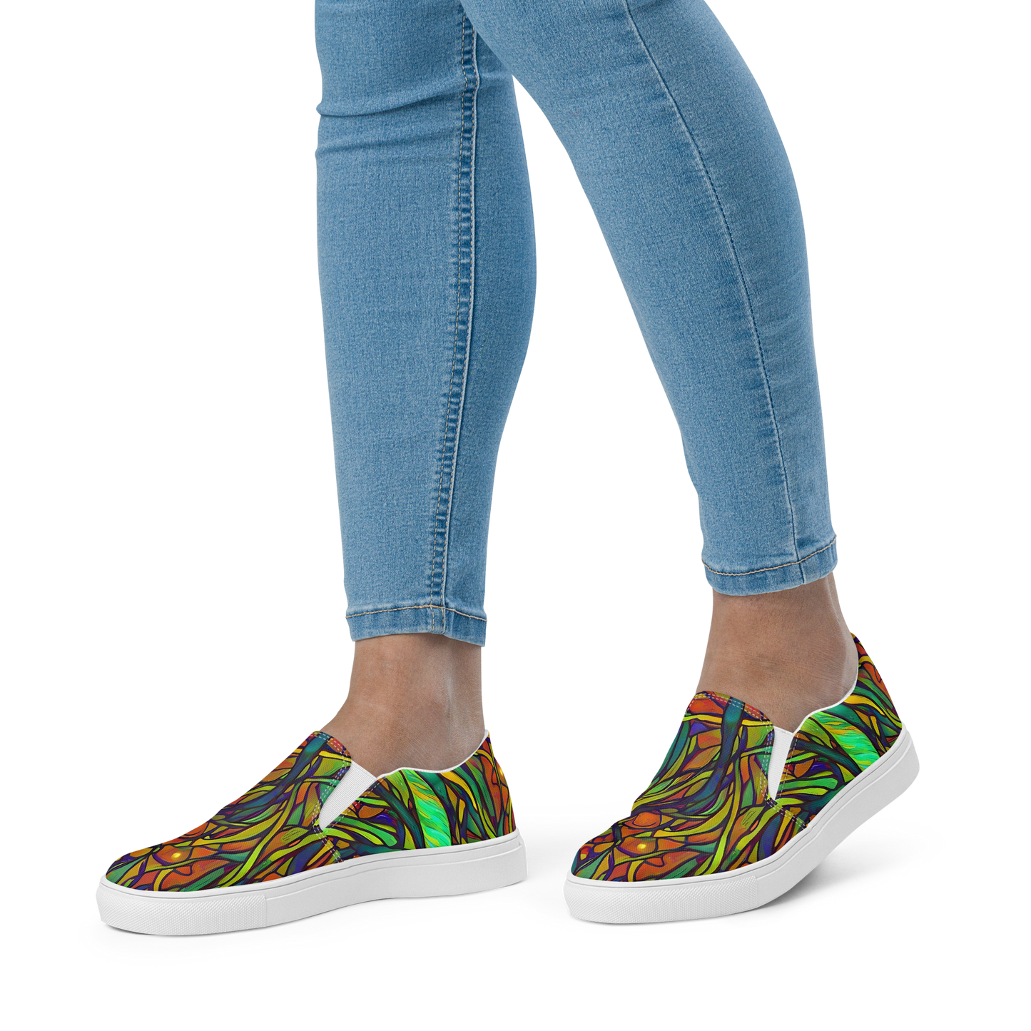 Women's Slip-On Canvas Shoes - Cosmic Garden