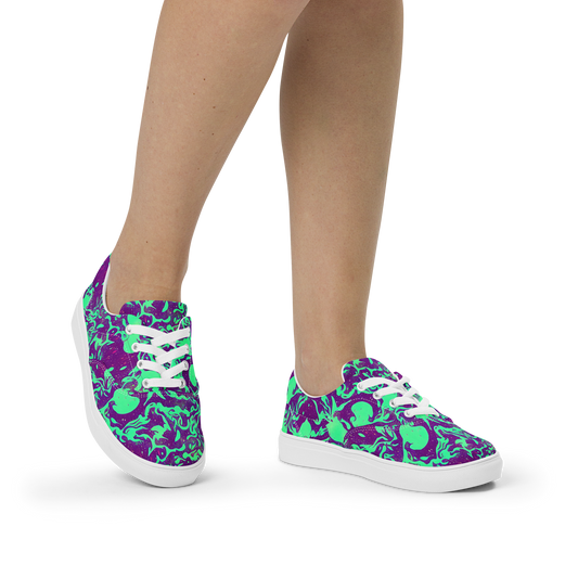 Women's Lace-Up Canvas Shoes - Alien Ripples