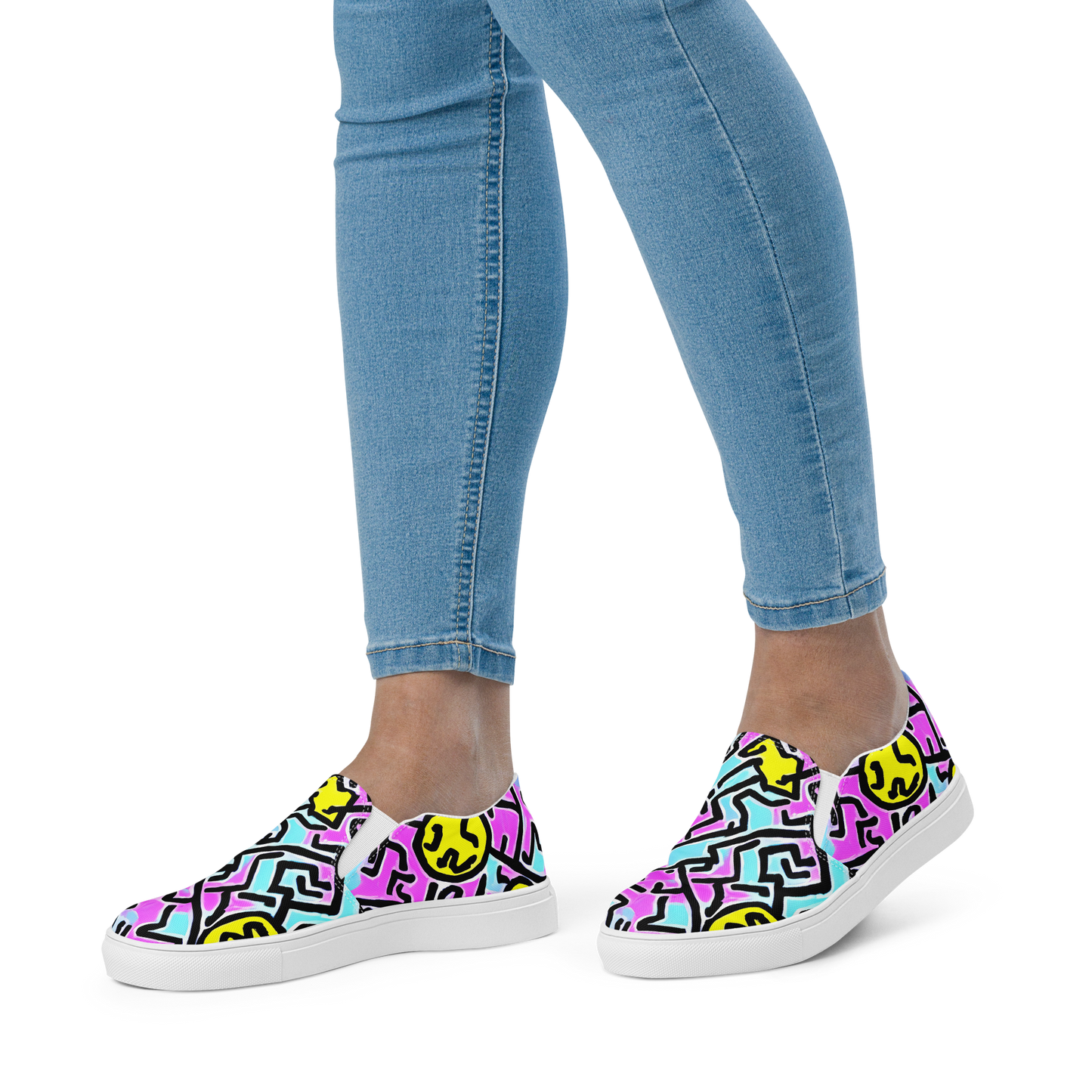 Women's Slip-On Canvas Shoes - Punk Doodles