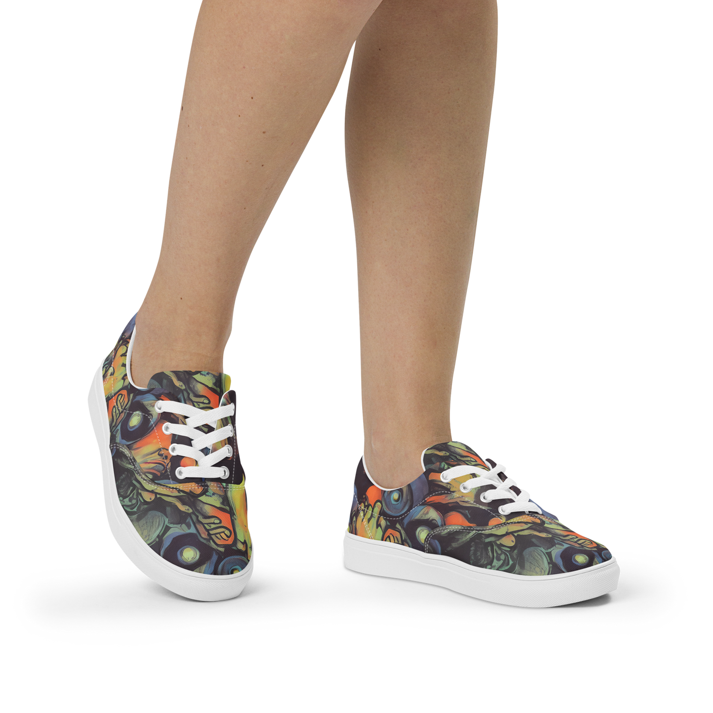 Women's Lace-Up Canvas Shoes - Cosmic Scream