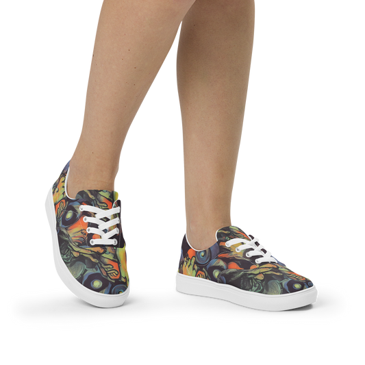 Women's Lace-Up Canvas Shoes - Cosmic Scream