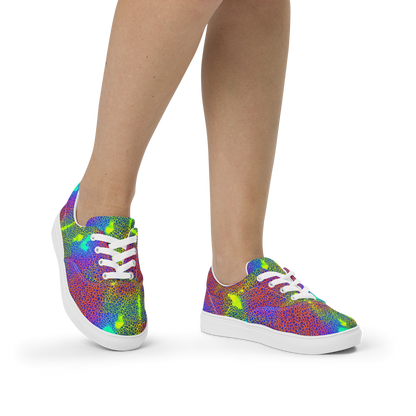 Women's Lace-Up Canvas Shoes - Prismatic Web