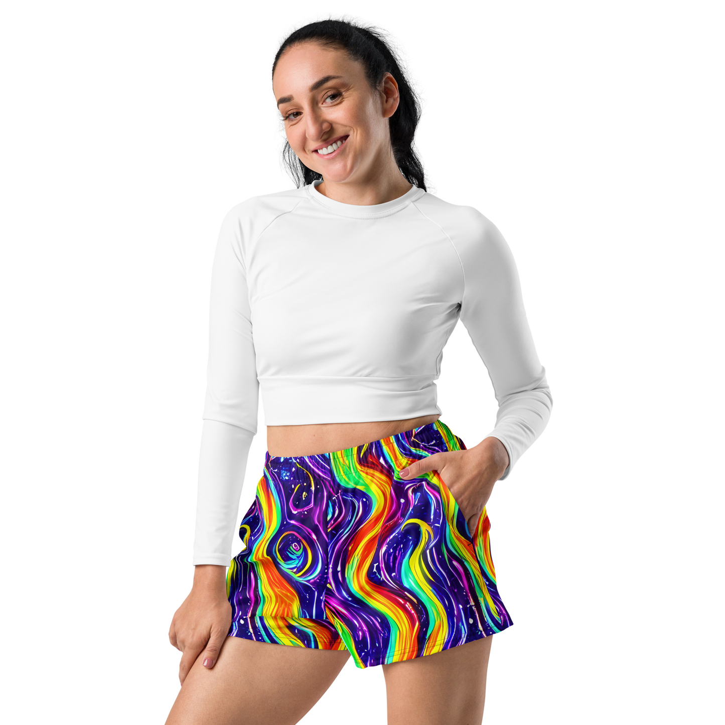 Women’s Athletic Shorts - Galactic Flames