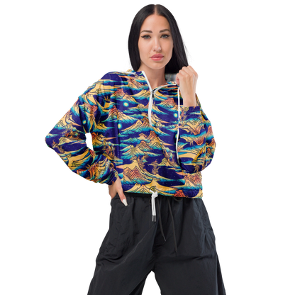 Women's Cropped Windbreaker - Mystical Mountain Mirage