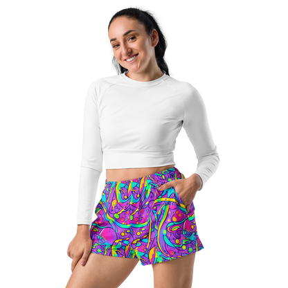 Women’s Athletic Shorts - Neon Galaxy Whirl