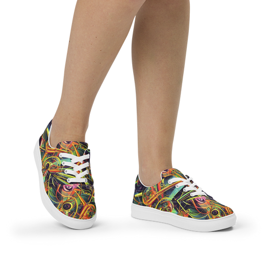 Women's Lace-Up Canvas Shoes - Psychedelic Deep Space