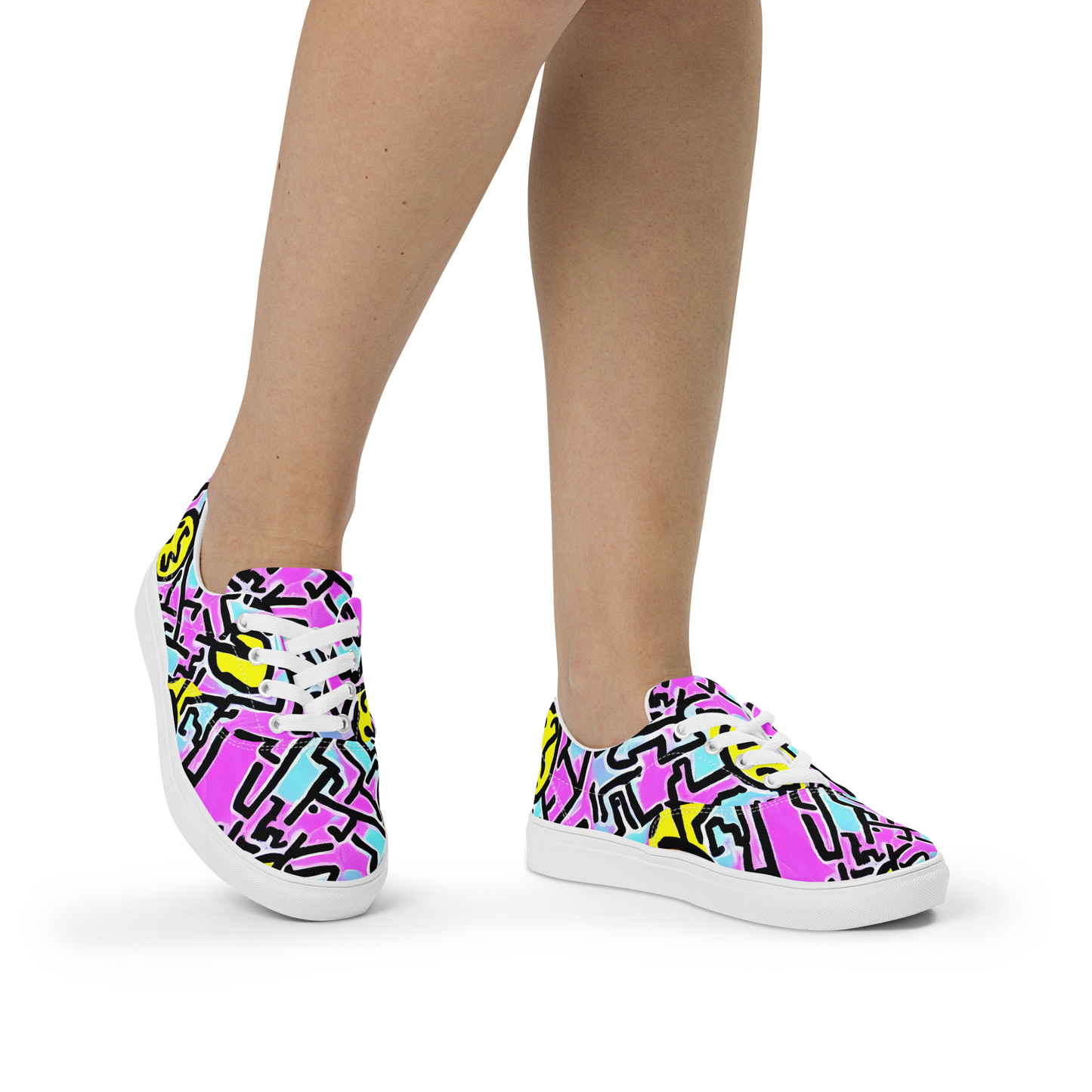 Women's Lace-Up Canvas Shoes - Punk Doodles