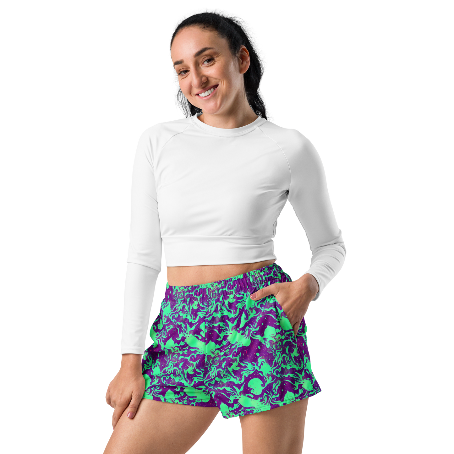 Women’s Athletic Shorts - Alien Ripples