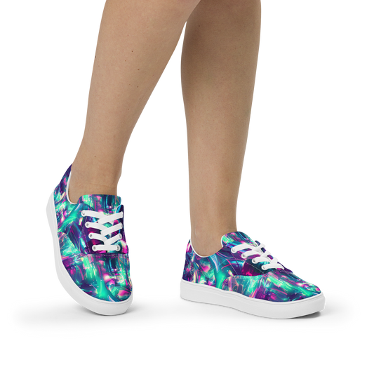 Women's Lace-Up Canvas Shoes - Synthwave Surge