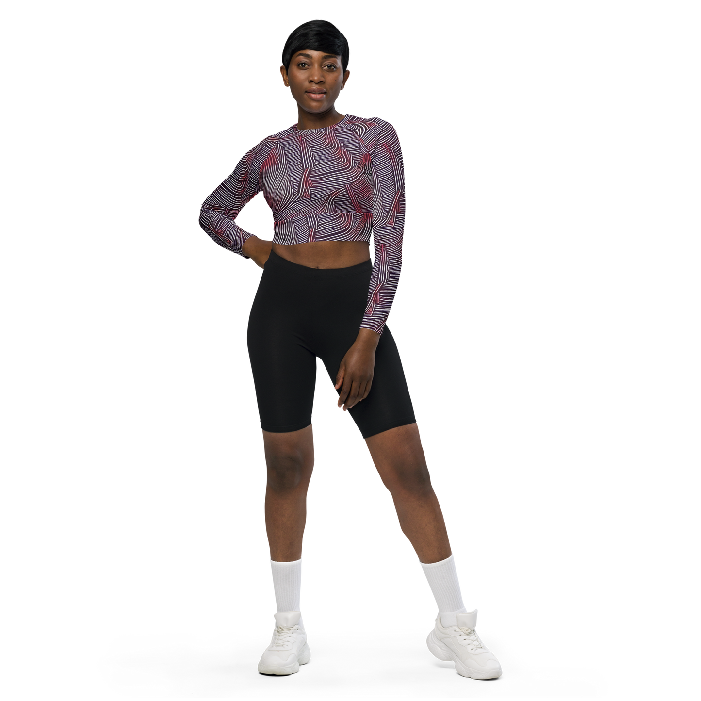 Long Sleeve Crop Top - Nebula Waves